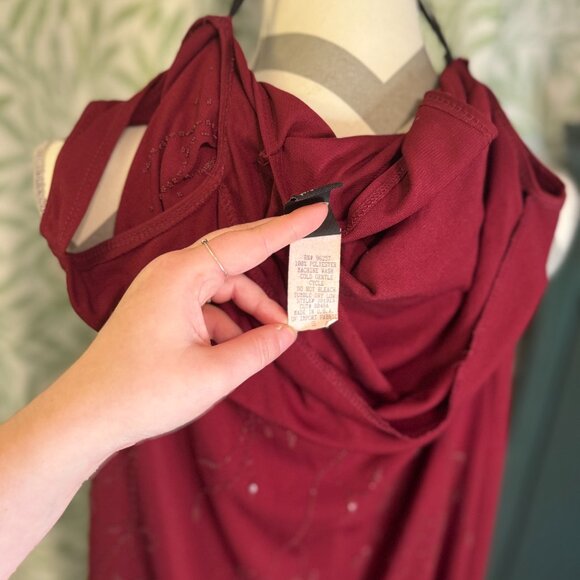 Vintage (90s) Per Seption Burgundy Beaded Evening Gown - Size Small - Picture 5 of 7
